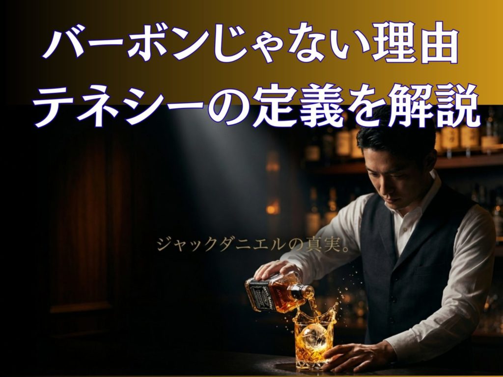 ジャックダニエルがバーボンじゃない理由とテネシーの定義を解説を示す画像。