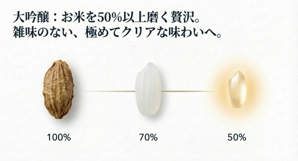 大吟醸とは何かを精米歩合の基準から解説を示す画像