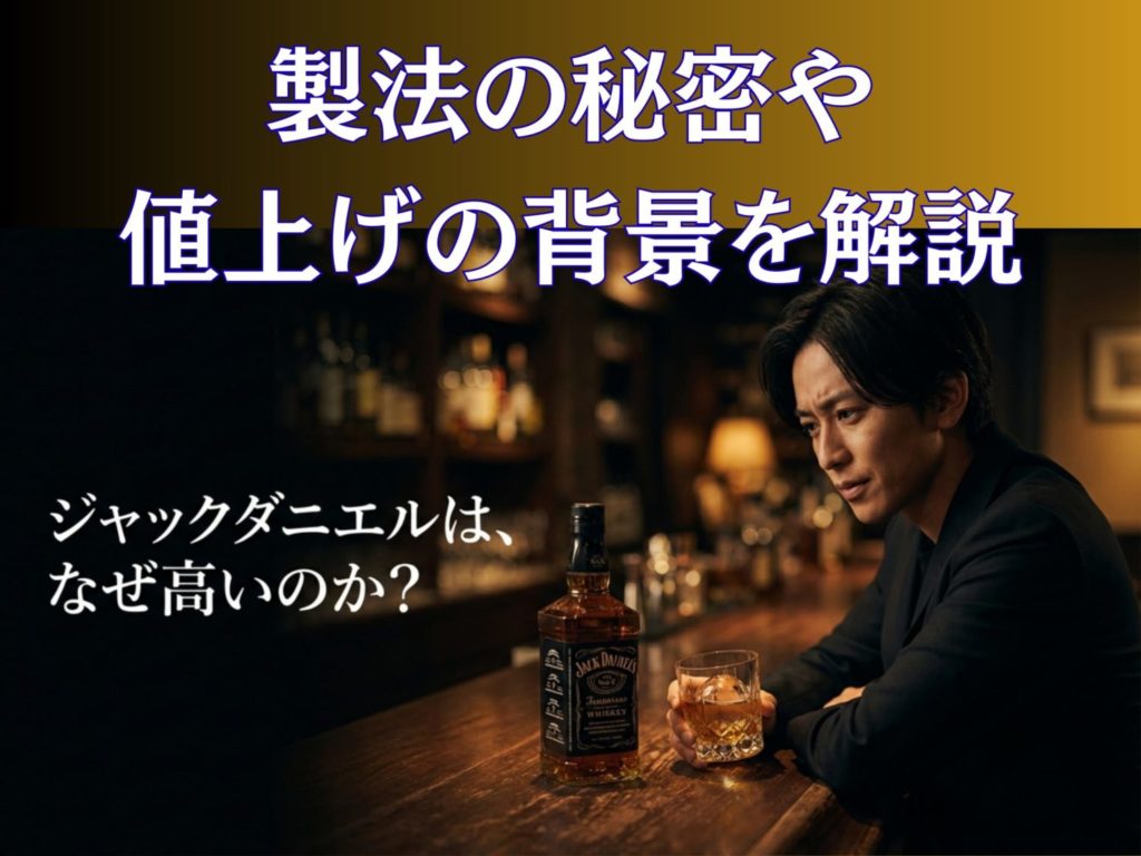 ジャックダニエルが高い理由とは？製法の秘密や値上げの背景を解説を示す画像。