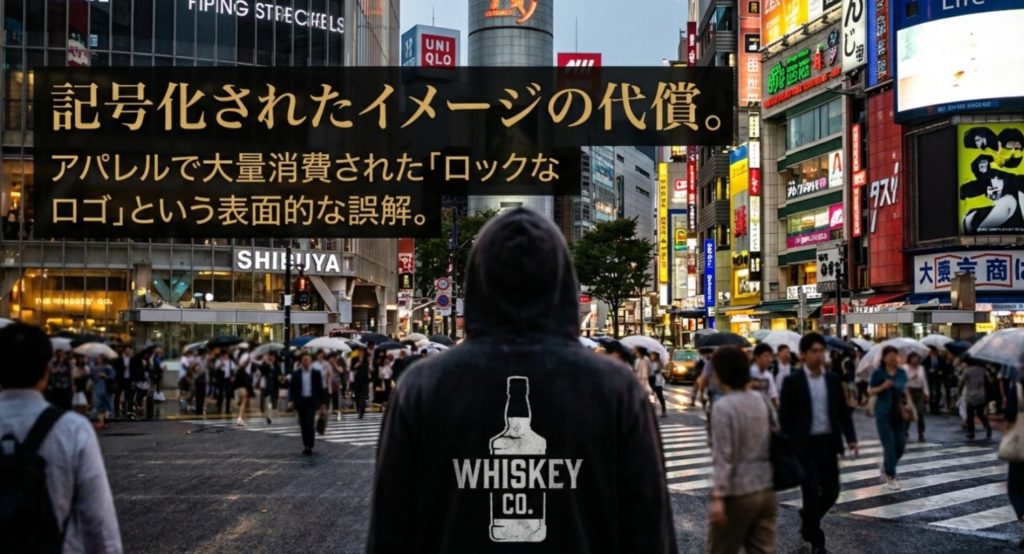 ファッションとしてのロゴやパーカーがダサい理由を示す画像。