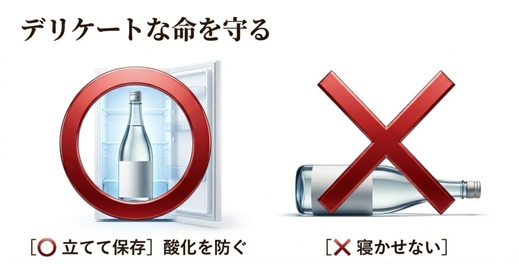 保存方法を間違えると味が落ちてしまいますを示す画像