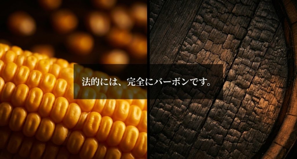 テネシーウイスキーとバーボンの定義の違いを示す画像。