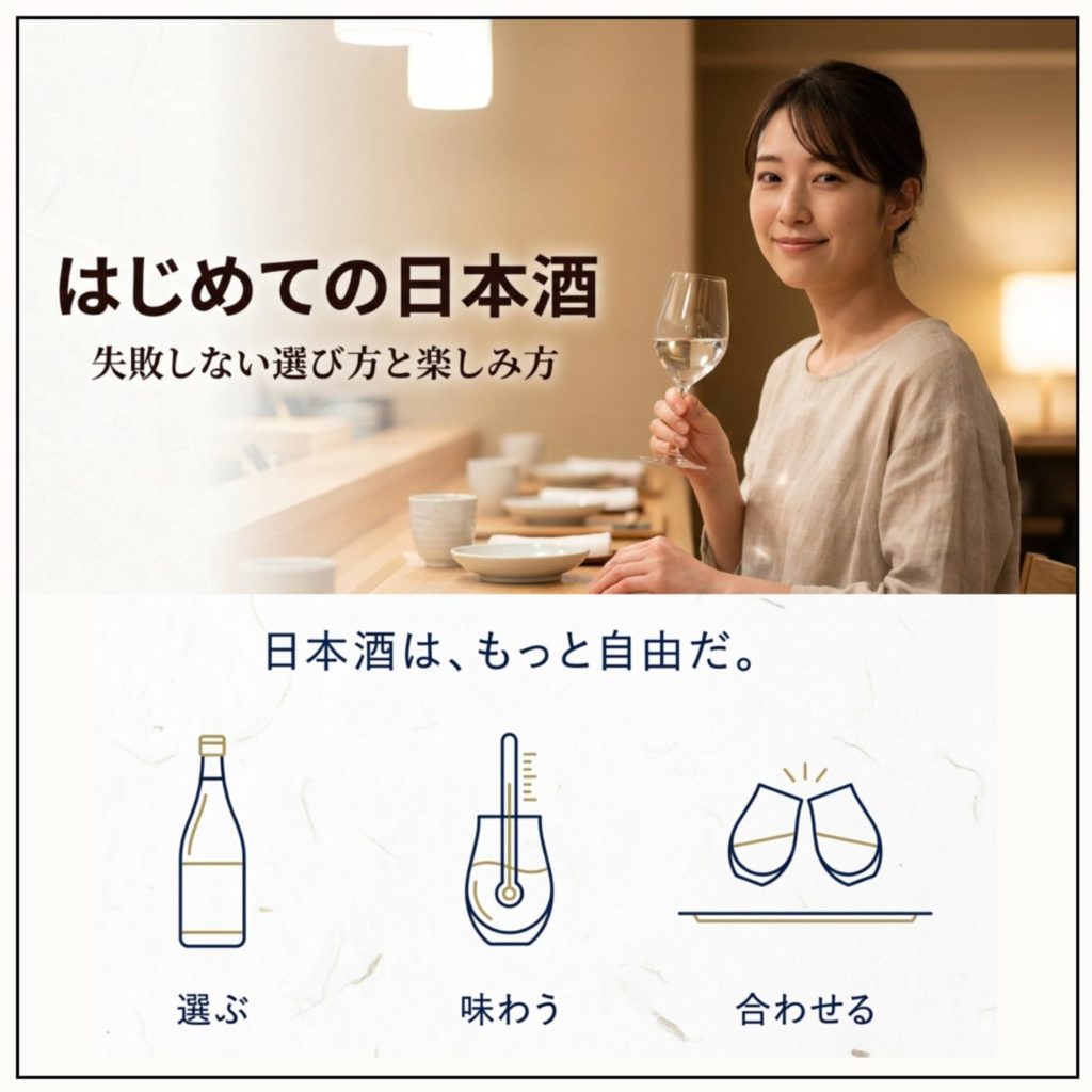 はじめての日本酒ガイド｜初心者でも失敗しない選び方と飲み方のコツを示す画像