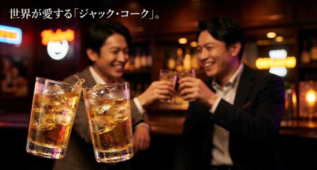 ジャックダニエルとコカコーラの科学的な相性を示す画像。